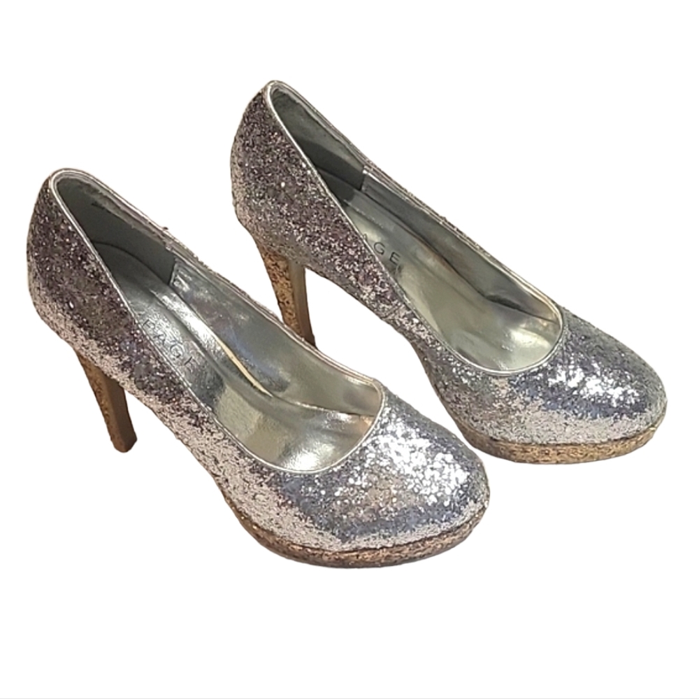 NEW Y2K Rampage Sparkly Glitter Silver & Gold Platform Stiletto Heels